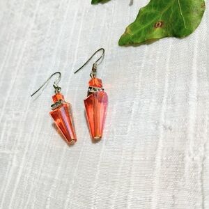 🤖 RETRO FUTURIST 🤖 VTG Art Deco style AB Czech crystal earrings, Deco Chic